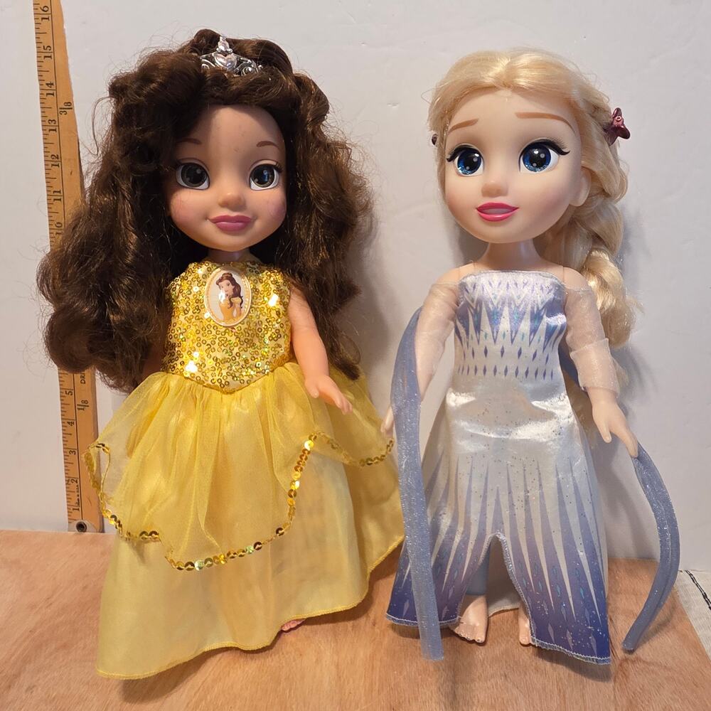 Disney Frozen Elsa 14" Doll and Princess Bell 14" Doll